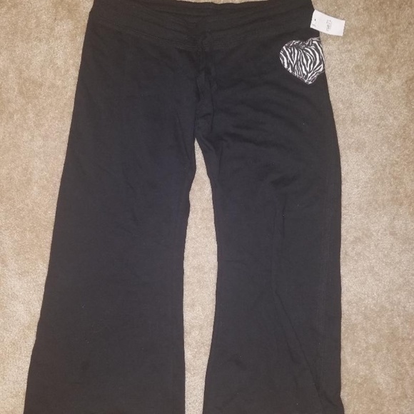 Tarea Pants - Zebra Heart Black Sweatpants Juniors L